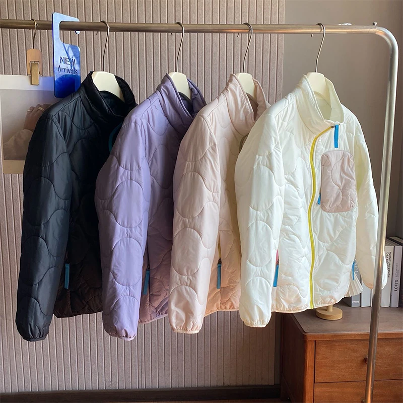 冬季情侣款中间保暖层轻量保暖高级感撞色立领轻薄棉服Z1991-2532