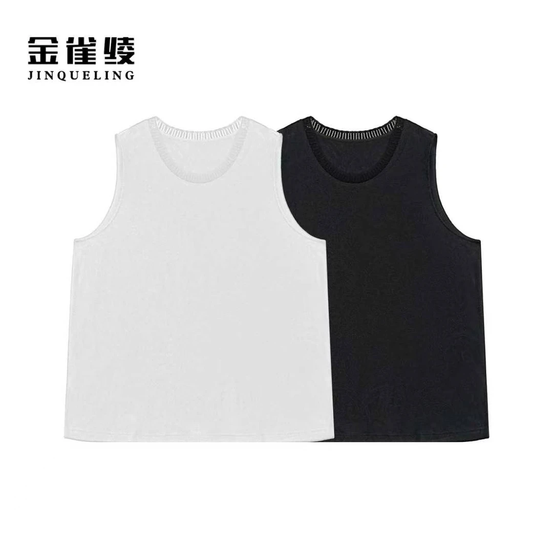 金雀绫【小时代】极简都市针织提花工艺加宽加大背心SZBY255