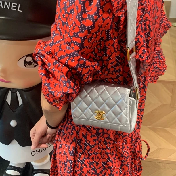 95新 Chanel/香奈儿 YUMU中古/Chanel中古亮银方胖子单肩包