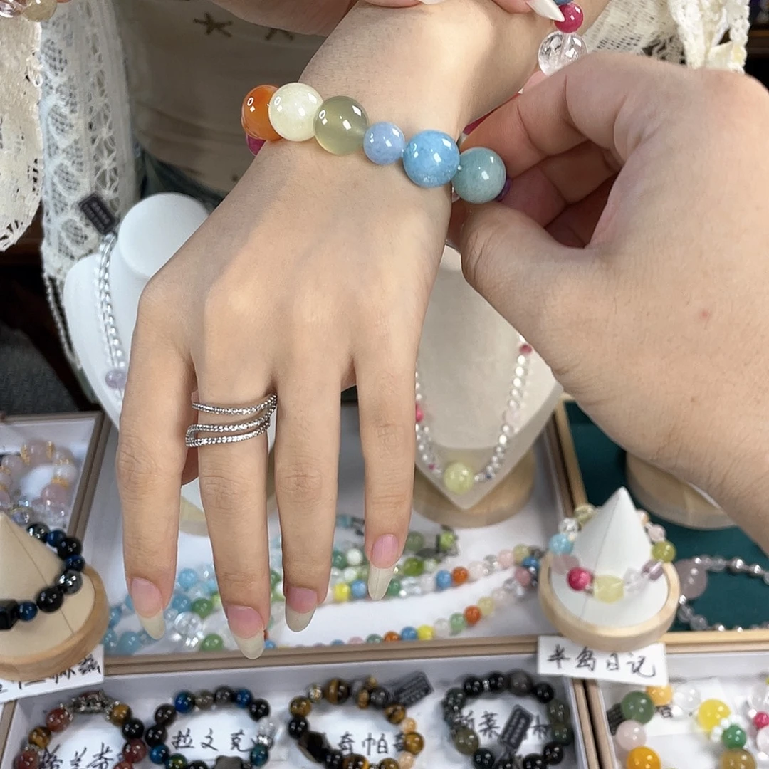 水晶手链银S925镀金镶嵌