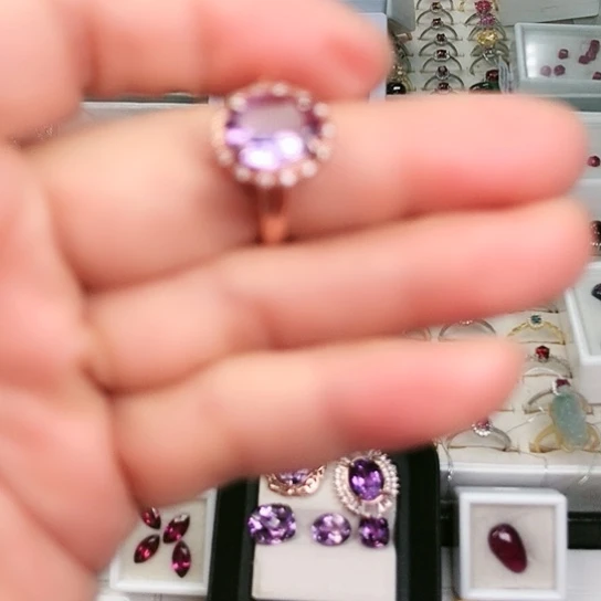 紫晶戒指银S925镶嵌