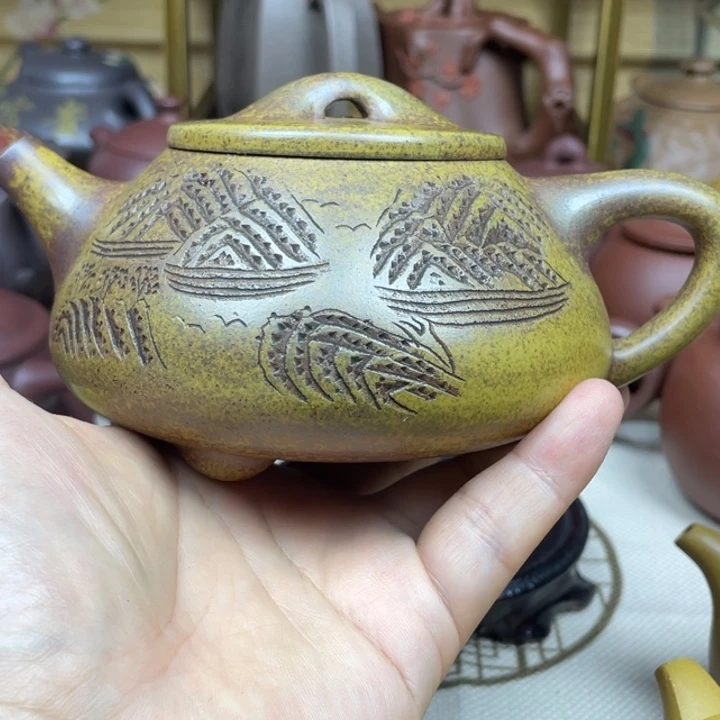 茶壶紫砂紫砂壶云雾沉香泥柴烧观山石瓢300cc