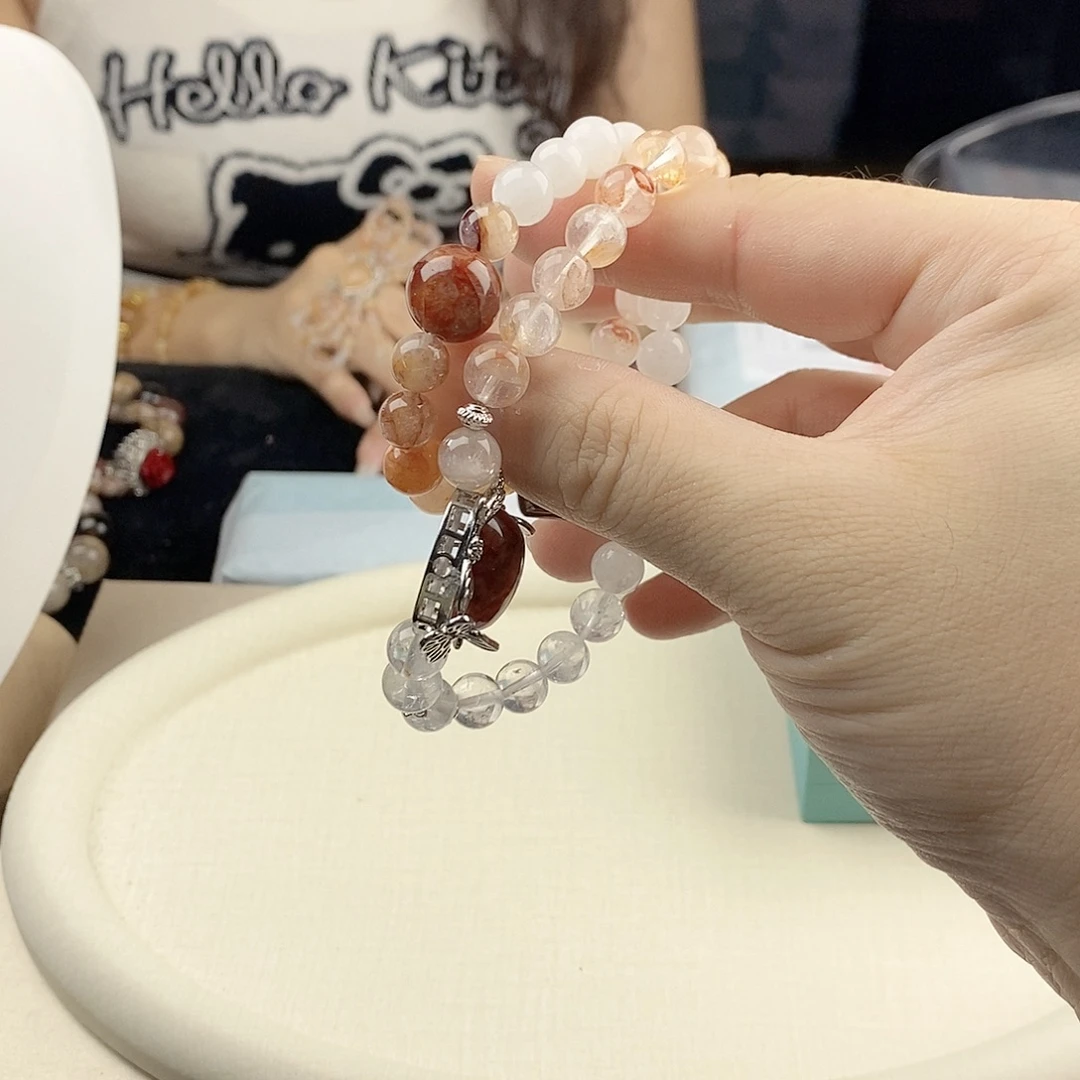 水晶手链银S925镀金镶嵌