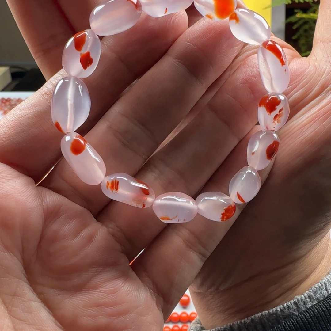 南红玛瑙未镶嵌干掌冰飘随型手串