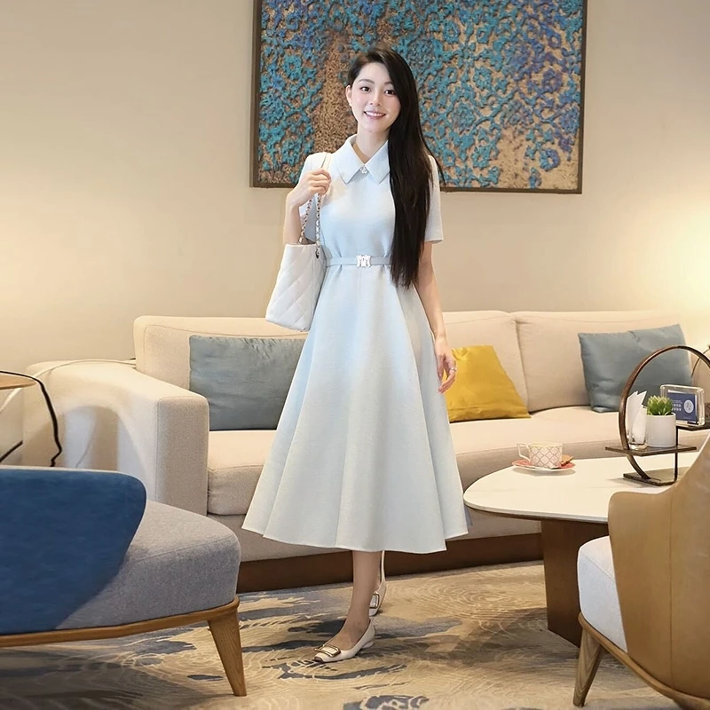 【晨粉专享价】2025年新款夏季优雅收腰极简连衣裙-MOGB09WOP028U91