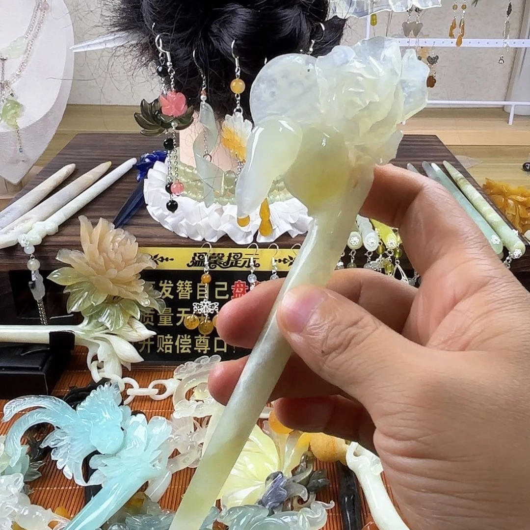 蛇纹石玉合金发饰