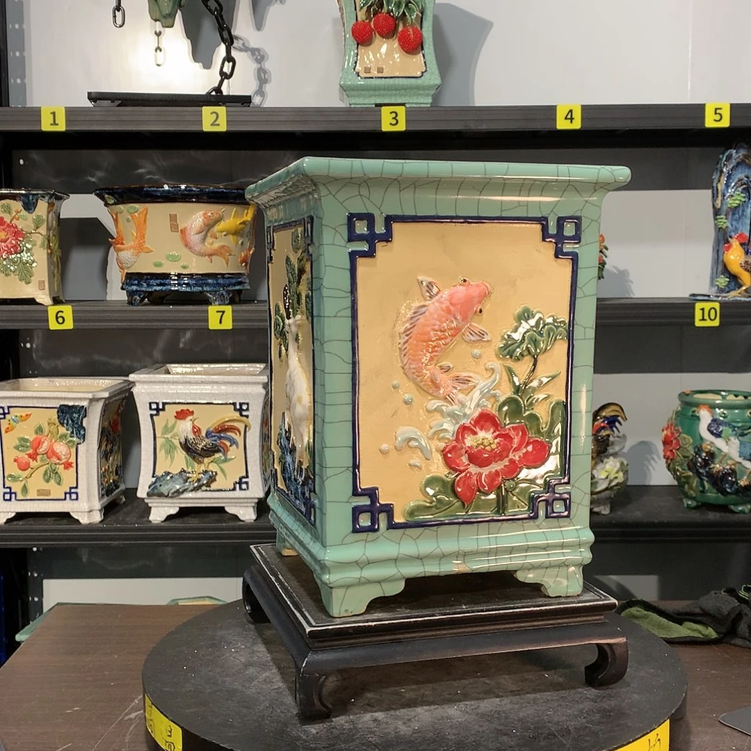 薇***园高温烧制石湾盆花盆微瑕