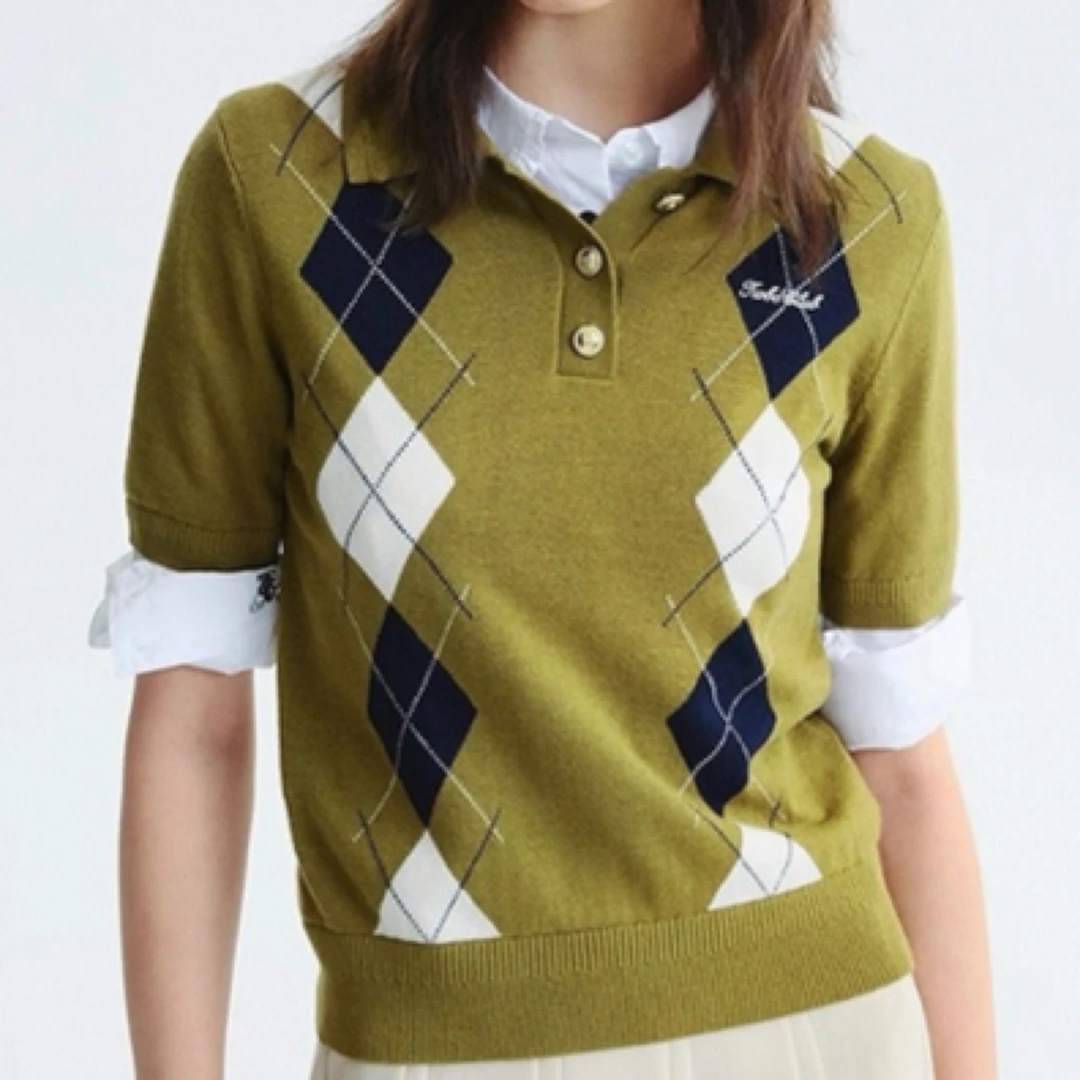 Teenie Weenie小熊短袖针织衫女25年早秋新款TTKW253806W