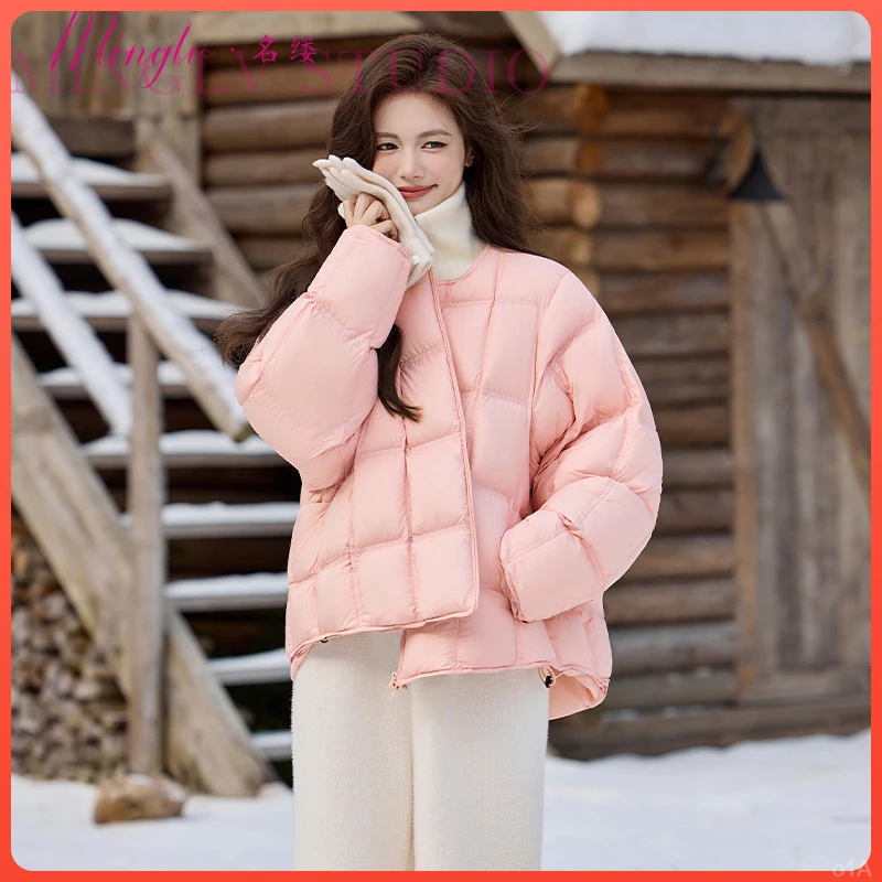 名缕品牌超好看高级感羽绒服2026冬新款美观轻奢小众方格羽绒服