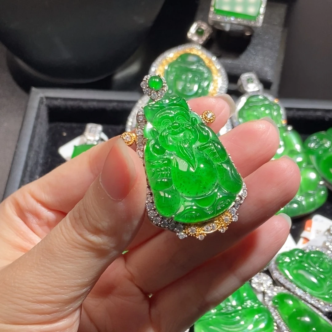 翡翠银S925镶嵌吊坠(不含链)