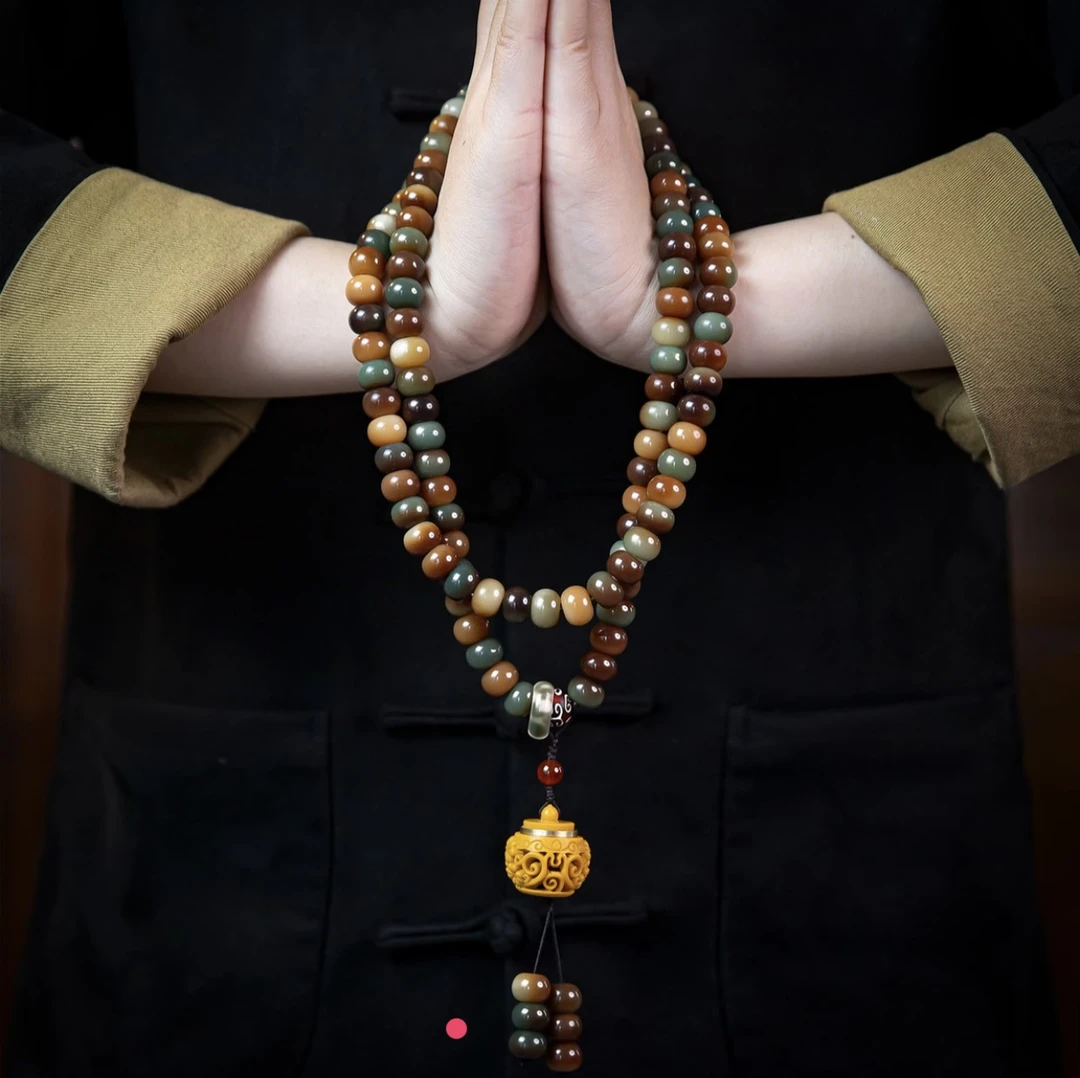 【正宗敦煌】【天然菩提】108缠枝花菩提手串可手戴脖戴(送三颗鉴定珠