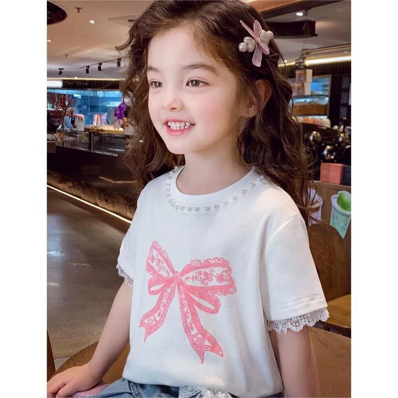 【亲子装】女童短袖T恤夏装2025新款韩版儿童休闲百搭圆领上衣T恤