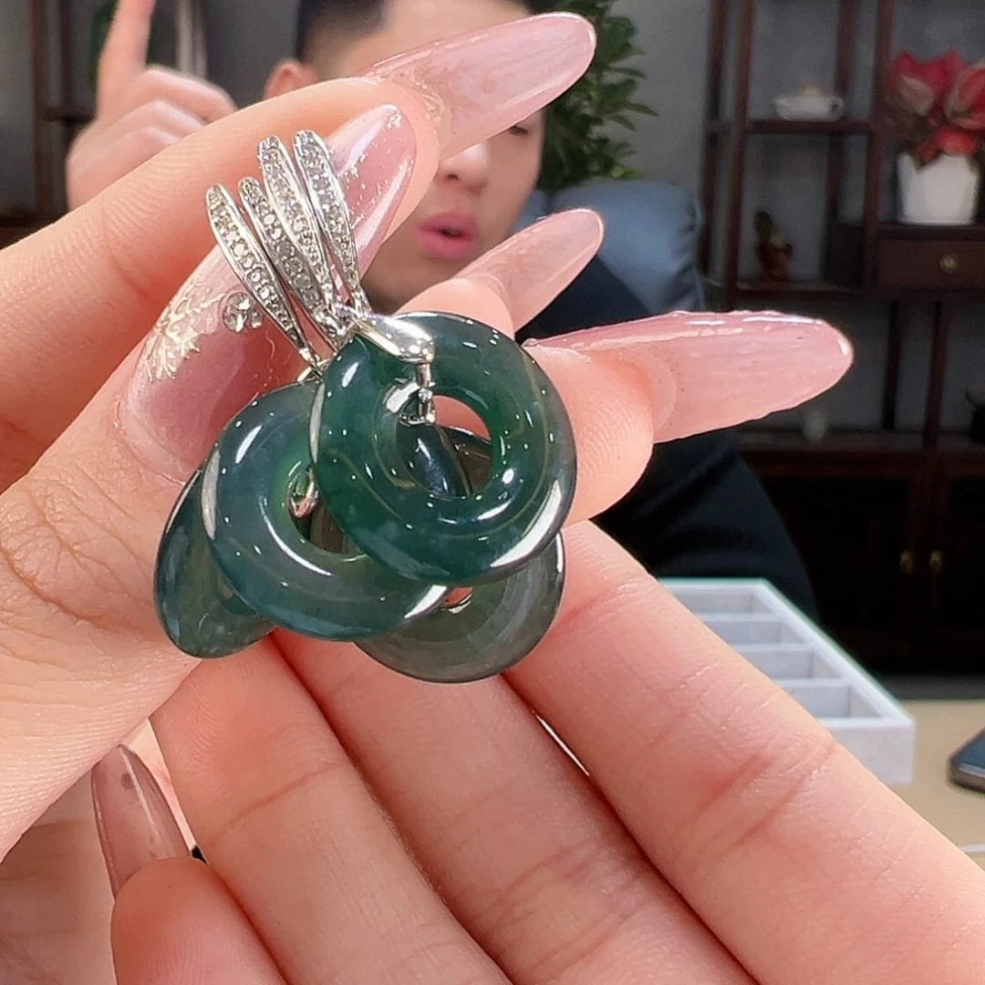 翡翠耳饰银S925镶嵌多样性发货一幅