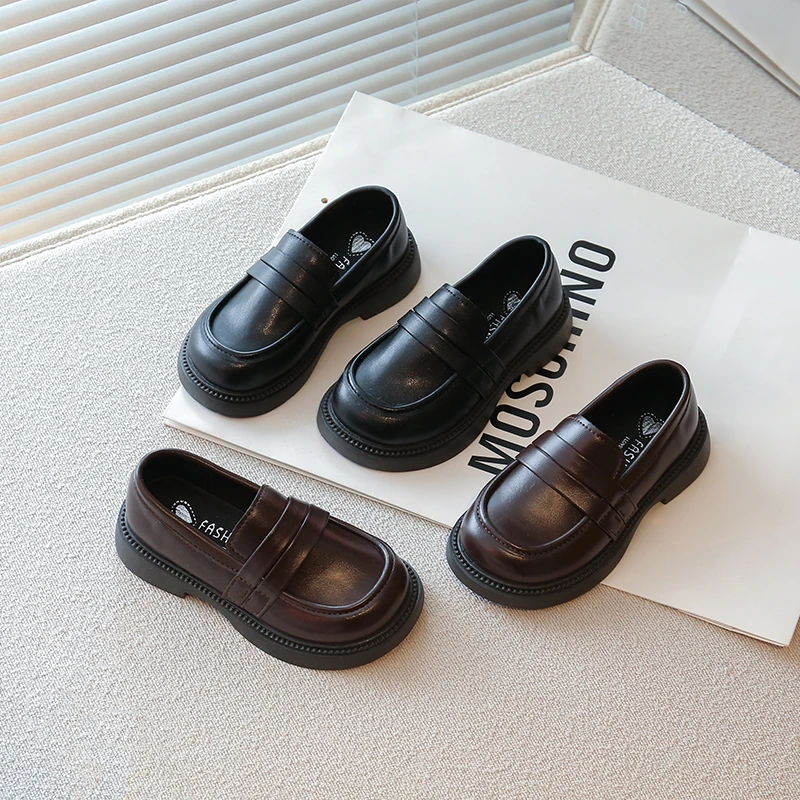 韩版童鞋女童皮鞋黑色春秋新款单鞋女孩乐福鞋儿童软底公主小皮鞋