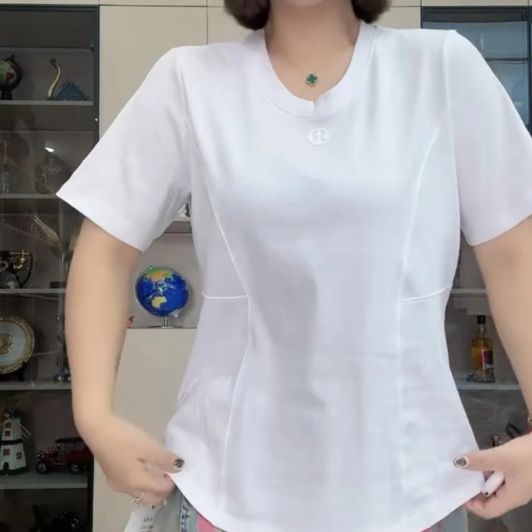 2669大码百搭显瘦断剪半袖衫