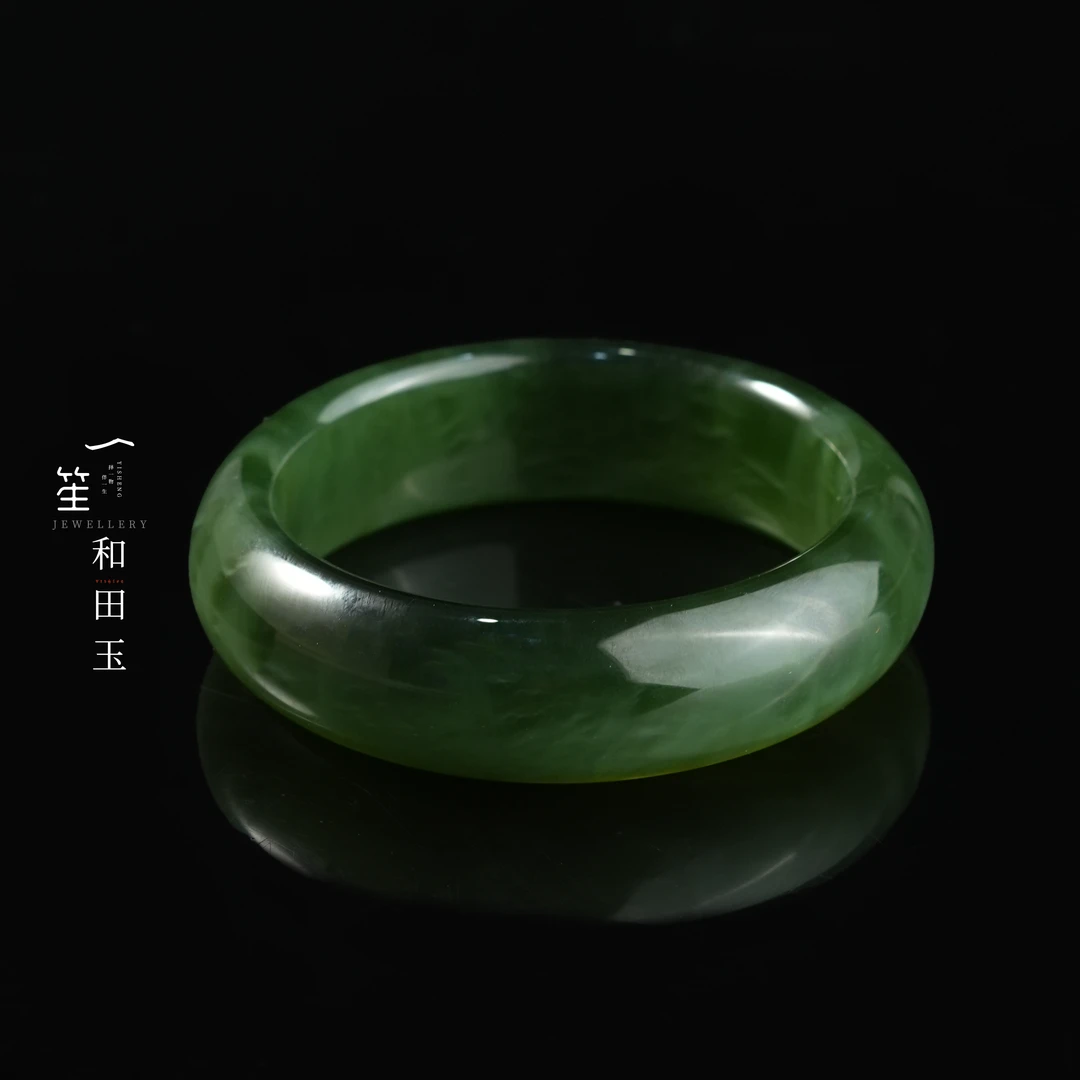 【一笙 · 臻藏】天然和田玉碧玉传世级猫眼手镯 YS18627