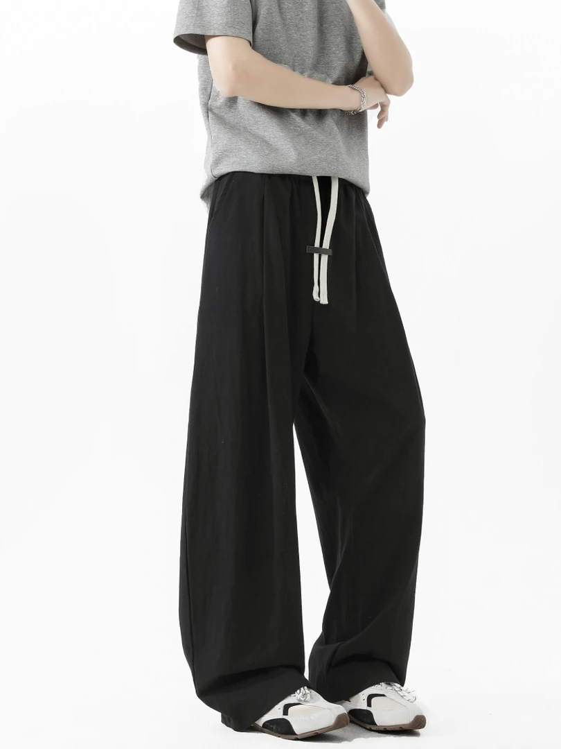 纯色冰感垂感休闲裤薄款阔腿裤宽松夏季休闲裤-KA5507