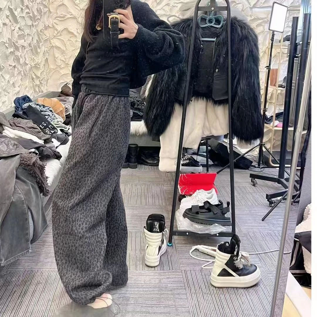 加绒豹纹款 休闲裤