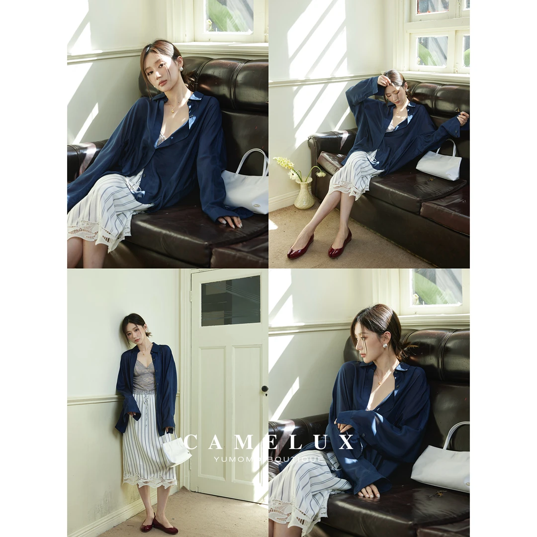 【轻奢线】于momo桑蚕丝气质老钱松弛奢牌同工同料衬衫/半裙QDA2025