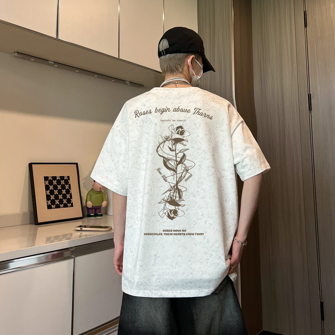 NINEDAO/玖岛夏季韩版ins风潮流设计感休闲上衣男薄款百搭短袖T恤