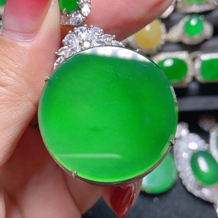 颈饰银S925镶嵌翡翠翡翠