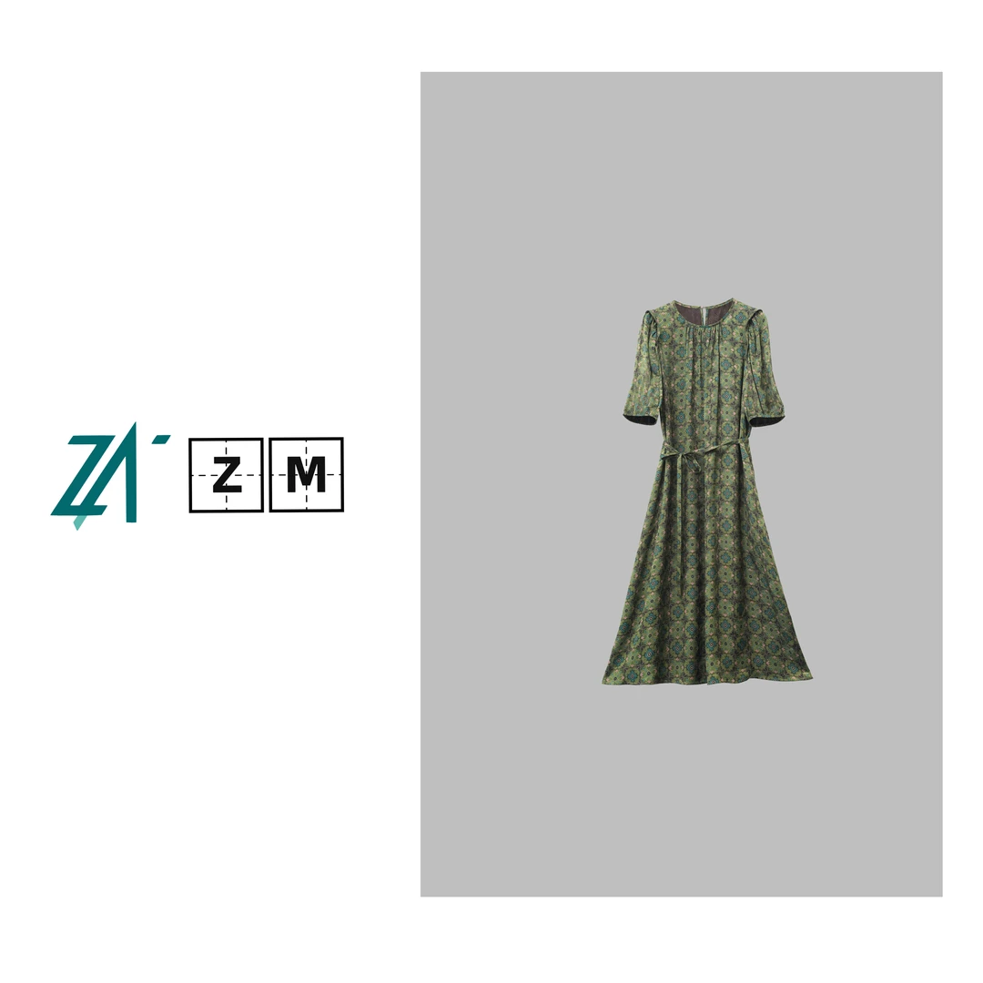 100%桑蚕丝香云纱贵气显瘦减龄如意纹气质款连衣裙 J20B50470