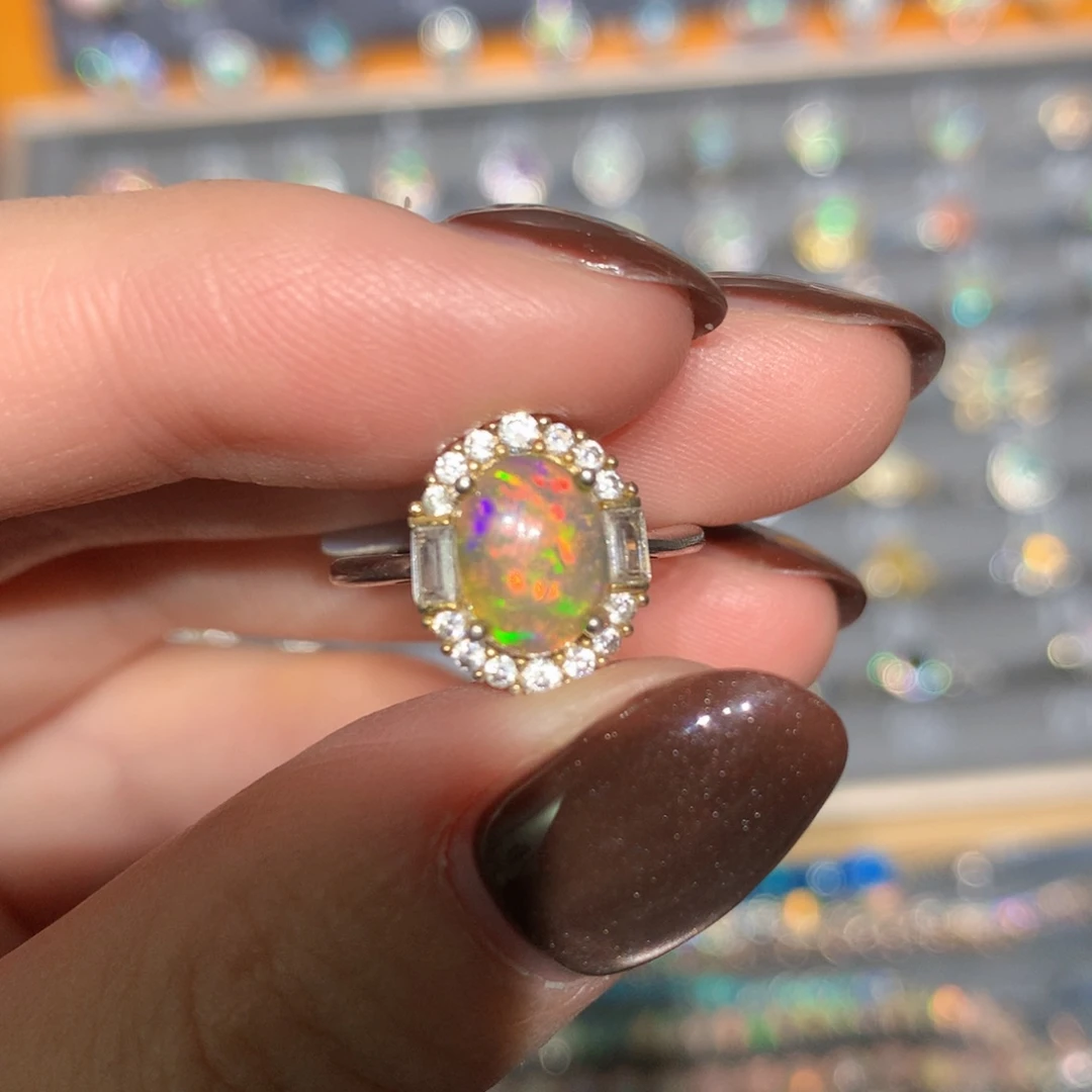 银S925镶嵌欧泊戒指t