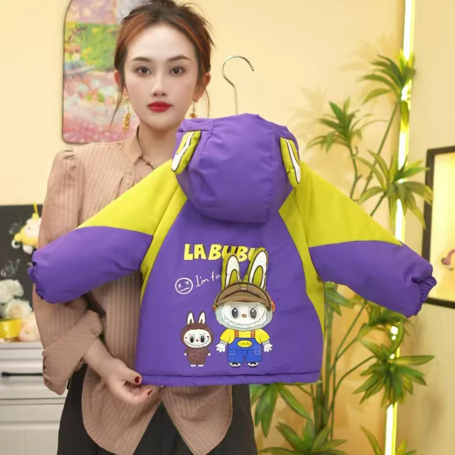 拉布布冬季2025加棉加厚连帽棉衣儿童韩版棉服童装新款网红派克服