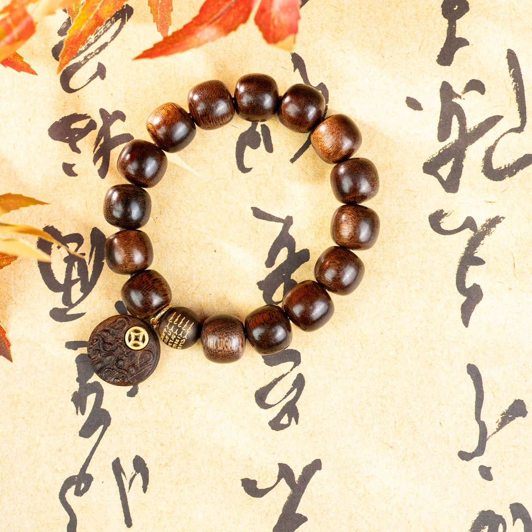 【沉水】海南昆仑梅格玉化瘤疤收藏款1.4*16单圈沉香手串