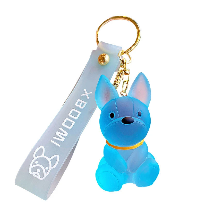 水晶创意钥匙链挂件包包斗牛犬卡通钥匙公仔动漫汽车钥匙扣