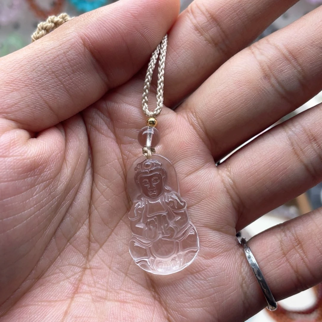 未镶嵌水晶手链全净体白水晶观音