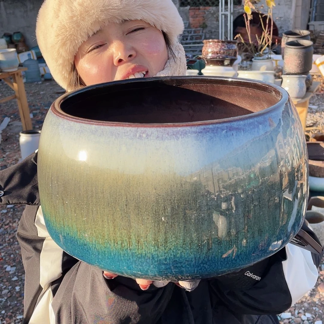 红陶王嫂花盆0127-123