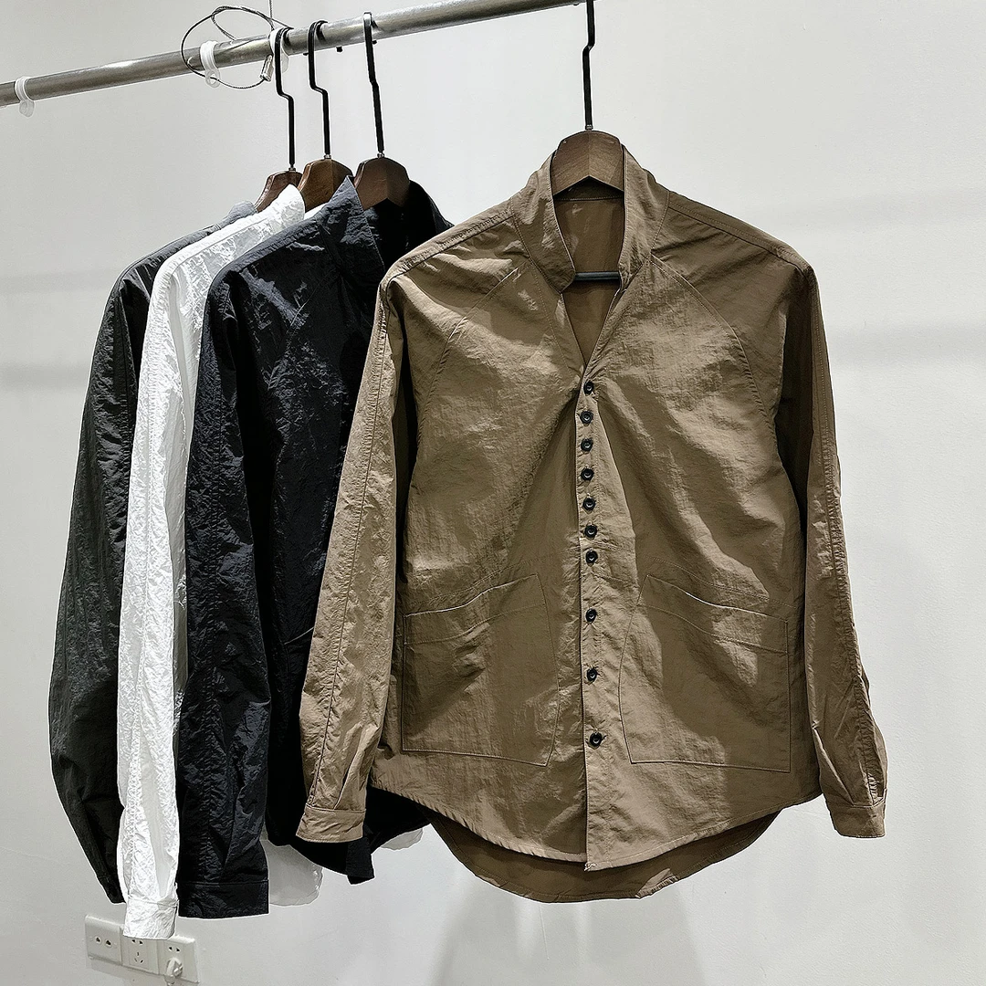 秋季新品男士简约时尚小众气质衬衣长袖衬衫潮牌韩版休闲宽松上衣