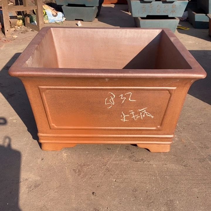 紫砂花盆只顾看手机