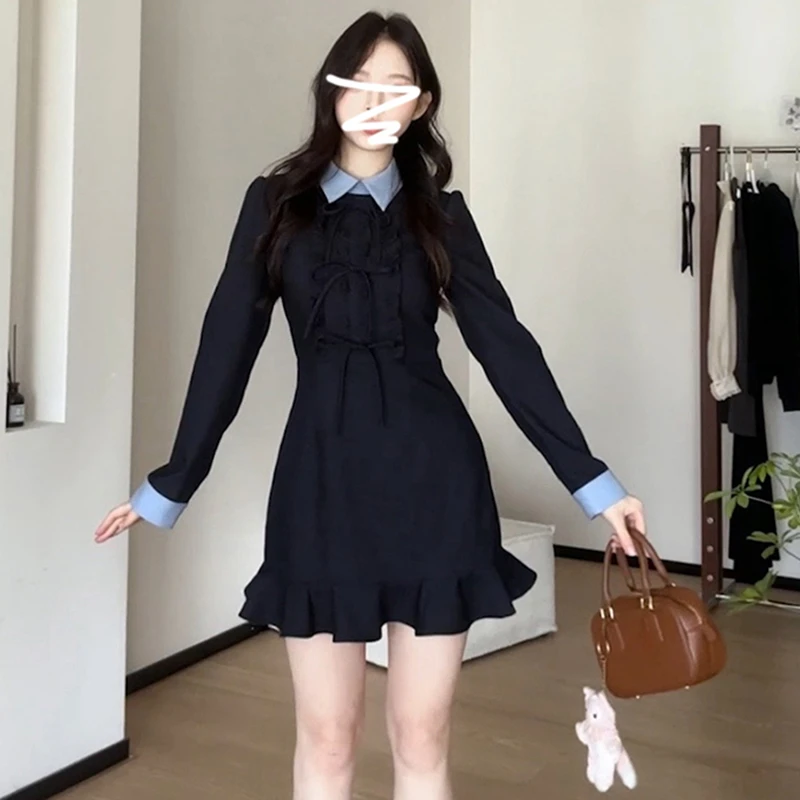 2025新款小个子小香风连衣裙女春季韩系高级感收腰a字短裙D0015