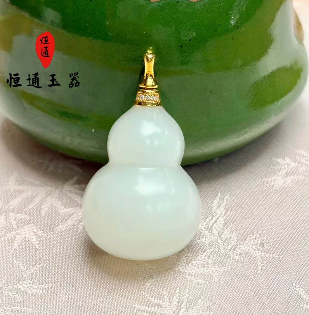 和田玉白玉葫芦福禄寿挂件尺寸约26*19*12mm左右-1-2880-双11