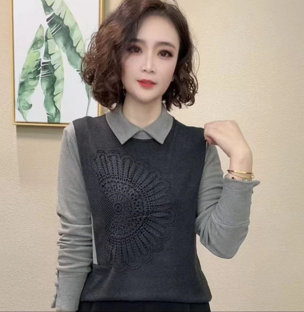 2025新款时尚洋气百搭冬季减龄气质长袖显瘦女上衣#35422