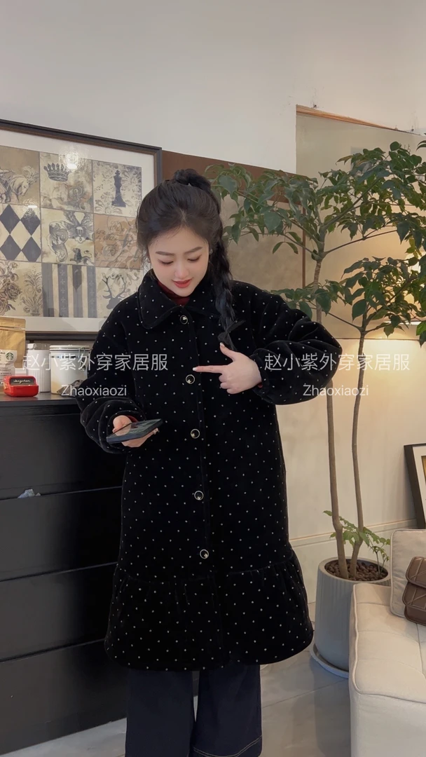 赵小紫【甜心派对】高版本重工烫金翻领年款战袍加厚棉服外套1