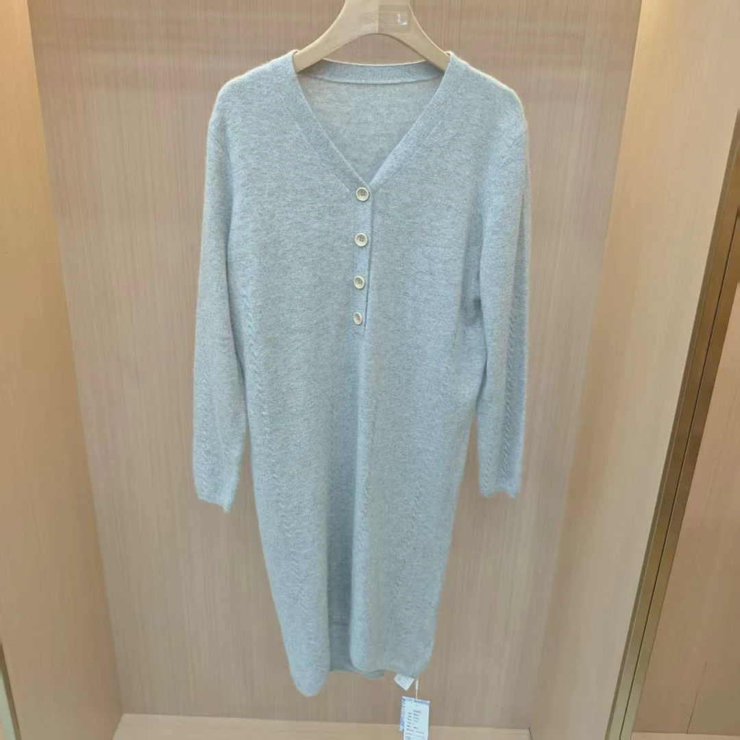 【LJWM】V领羊毛连衣裙 5709