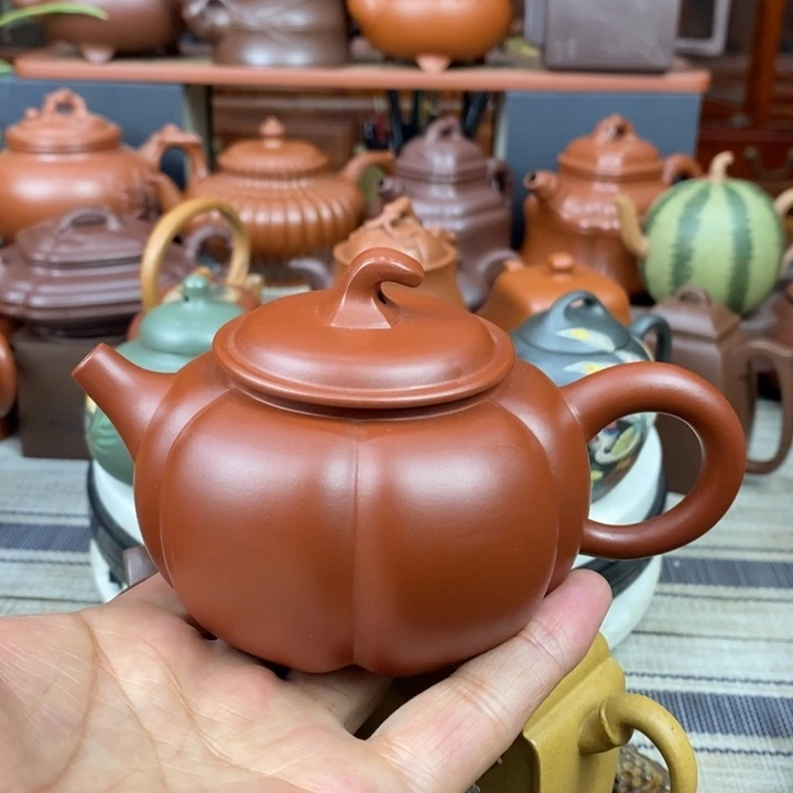 紫砂茶壶南瓜260cc原矿朱泥特价
