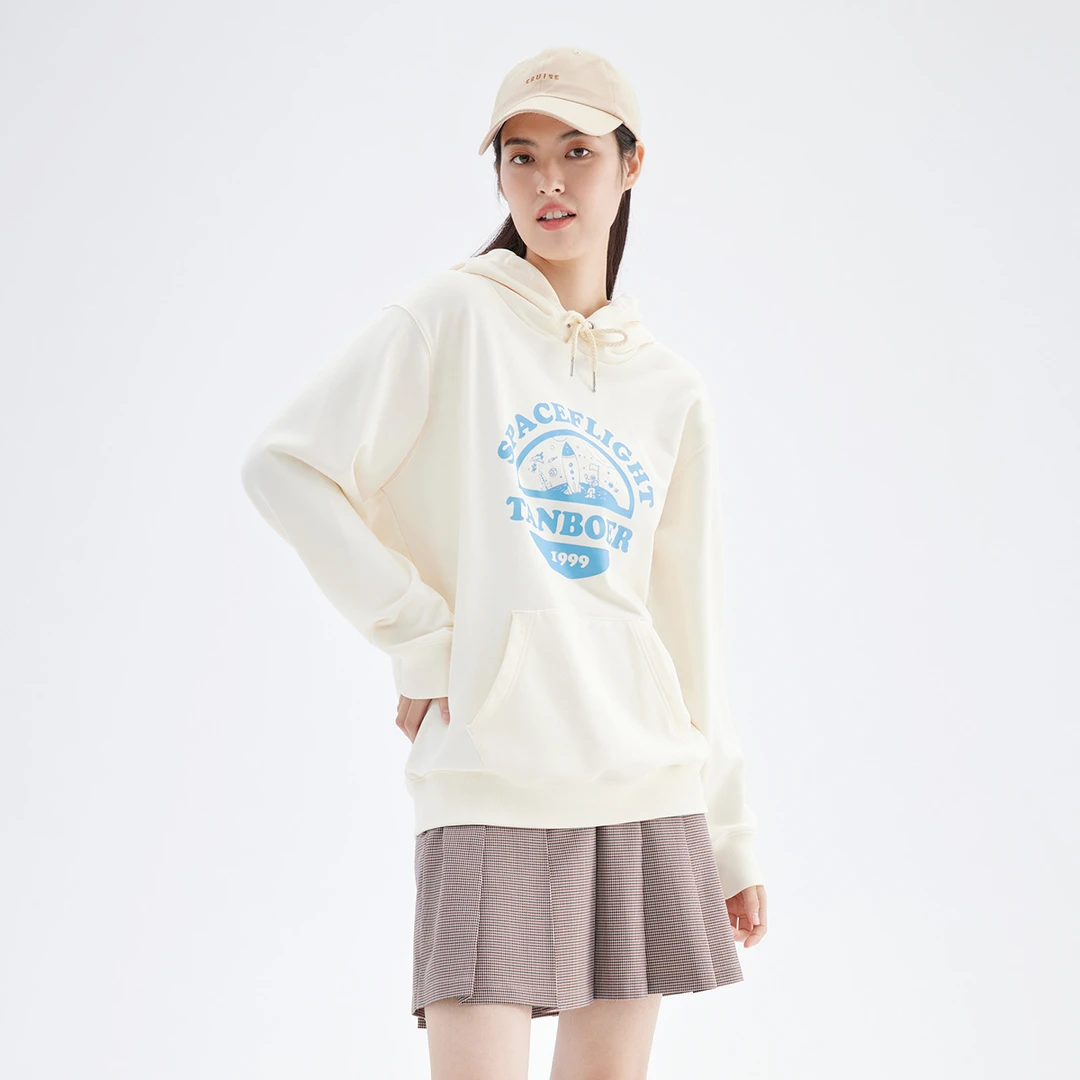 坦博尔航天印花连帽卫衣女款长袖运动针织卫衣TB2010506