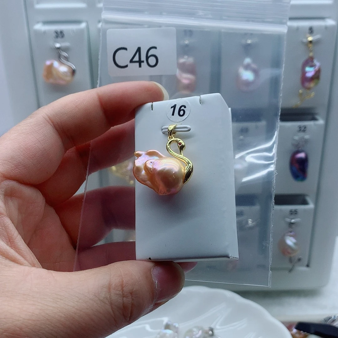 合金吊坠(不含链)淡水珍珠