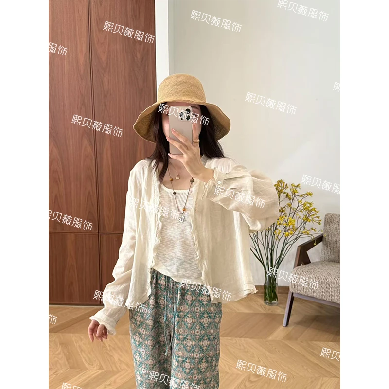 【浮浮款，只出不进】花边设计感上衣夏季轻薄衬衫 G7975