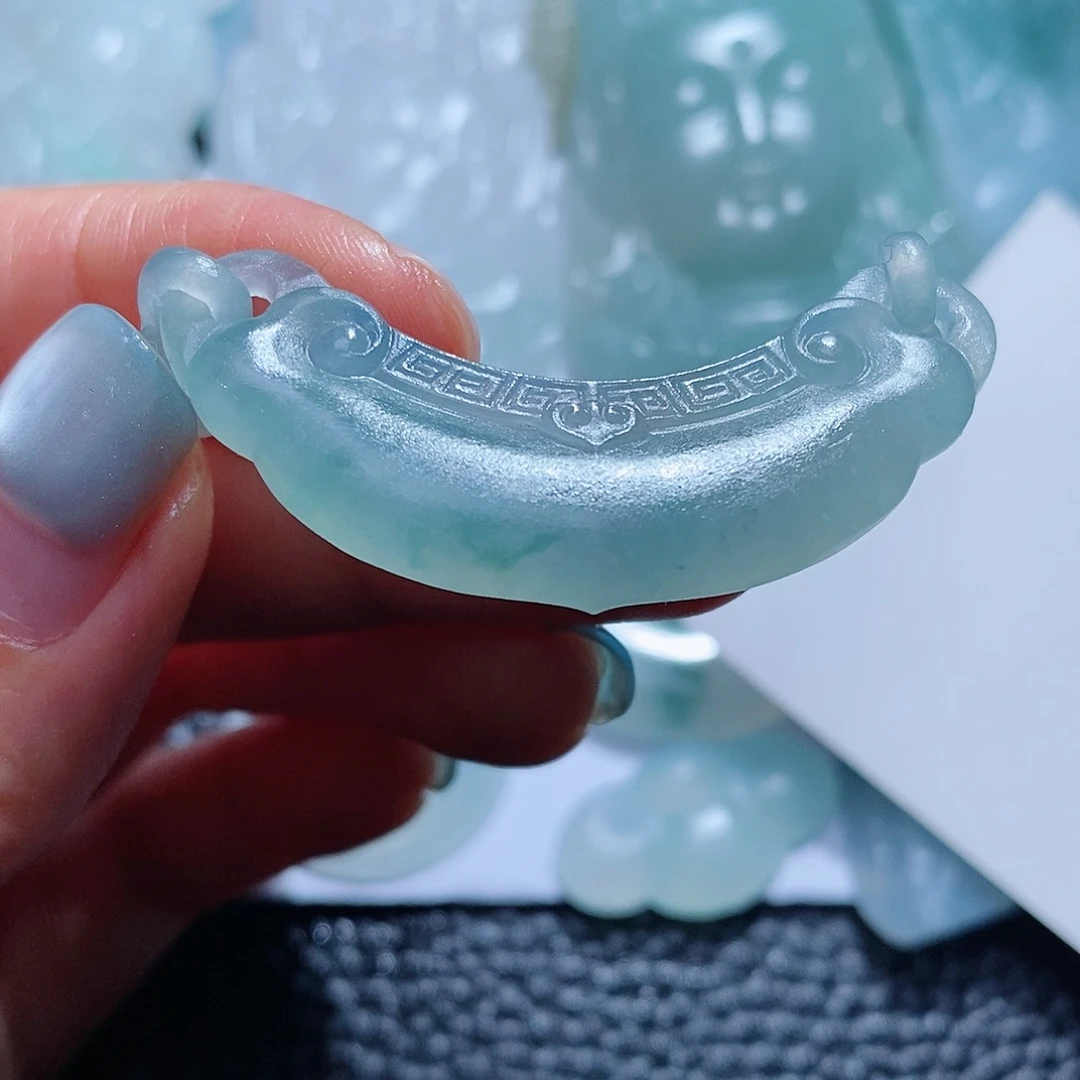 定制翡翠未镶嵌毛货付款后确认抛光