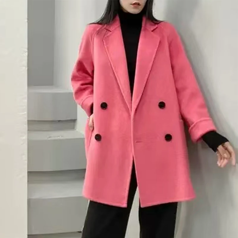 女呢大衣中长款西装领时尚气质6134