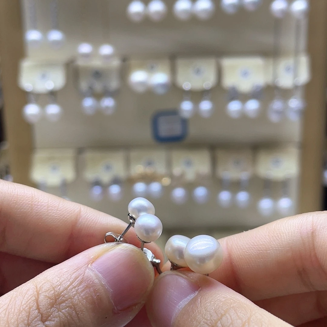 淡水珍珠耳饰银S925镶嵌