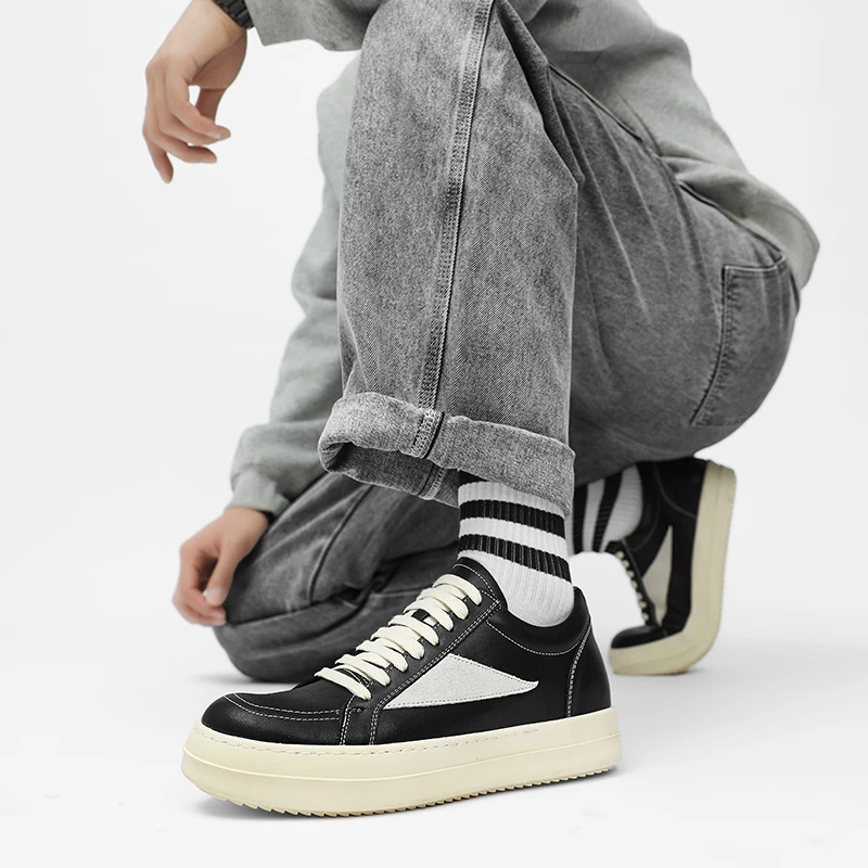 艾洛森增高鞋男板鞋韩版时尚百搭男士运动休闲鞋真皮潮鞋增高6CM