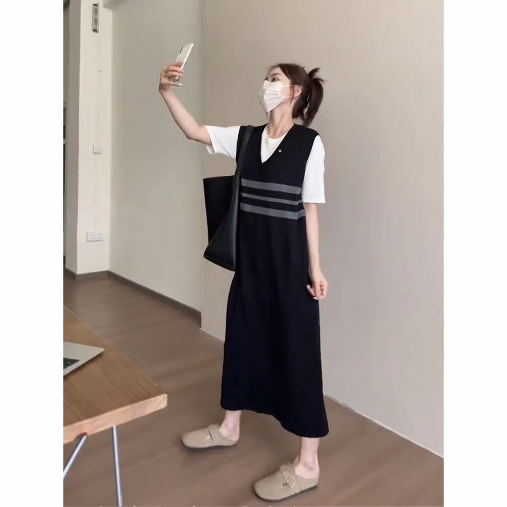 2025早春新款女装假两件背心裙子夏季穿搭休闲设计感好看连衣裙女