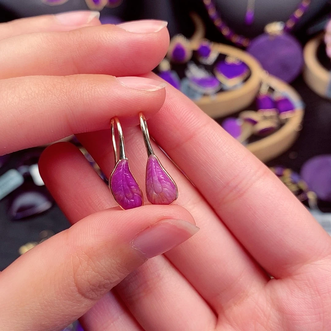 苏纪石（舒俱来）耳饰18K金镶嵌