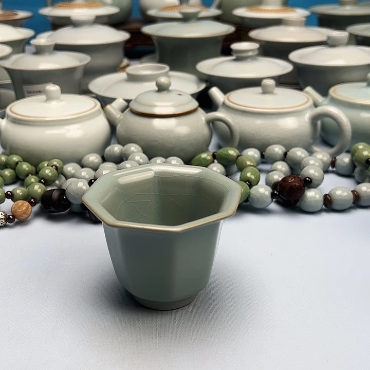 杯微暇仿古釉八方杯原矿原釉原产地